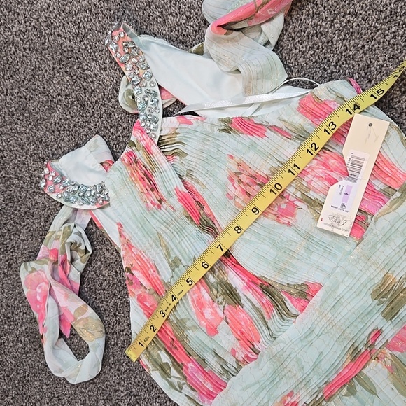 NWT Eliza J Floral Maxi Dress Embellished Neck  Sz 6 - Picture 4 of 15